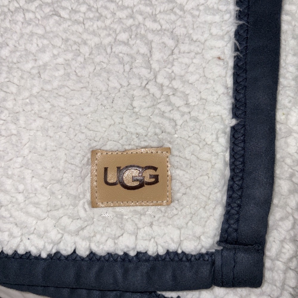 UGG Classic Sherpa Luxury Throw Blanket ~ 50" x 70" Reversible Gray/white